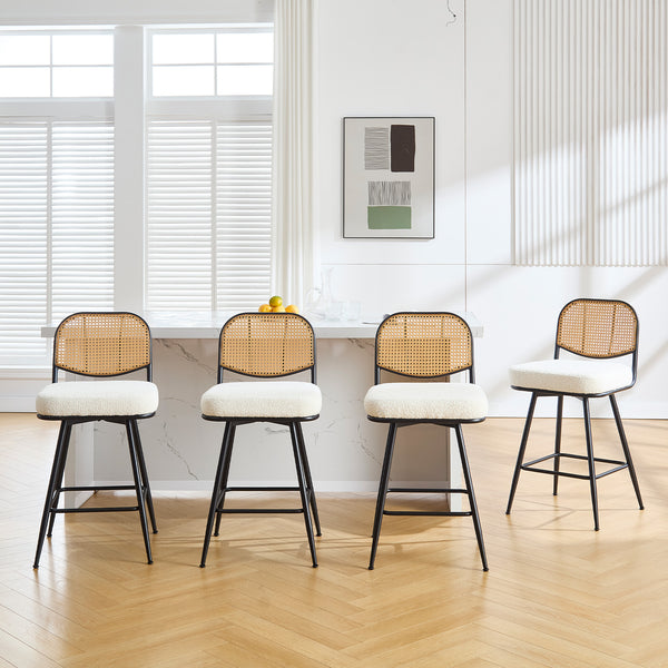 Acolon bar stool, White Sacy Fabric/Counter Height