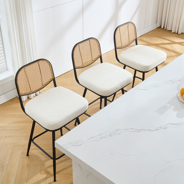 Acolon bar stool, White Sacy Fabric/Counter Height