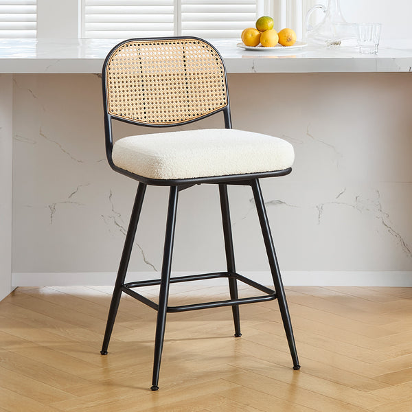 Acolon bar stool, White Sacy Fabric/Counter Height