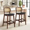 Applejack bar stool, Black Hron Leather-Brown Frame