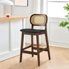 Applejack bar stool, Black Hron Leather-Brown Frame