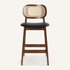 Applejack bar stool, Black Hron Leather-Brown Frame