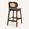 Applejack bar stool, Black Hron Leather-Brown Frame