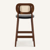 Applejack bar stool, Black Hron Leather-Brown Frame