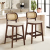 Applejack bar stool, Cream Hron Leather-Brown Frame