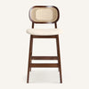 Applejack bar stool, Cream Hron Leather-Brown Frame