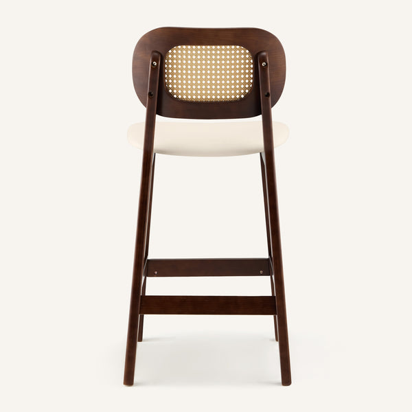 Applejack bar stool, Cream Hron Leather-Brown Frame