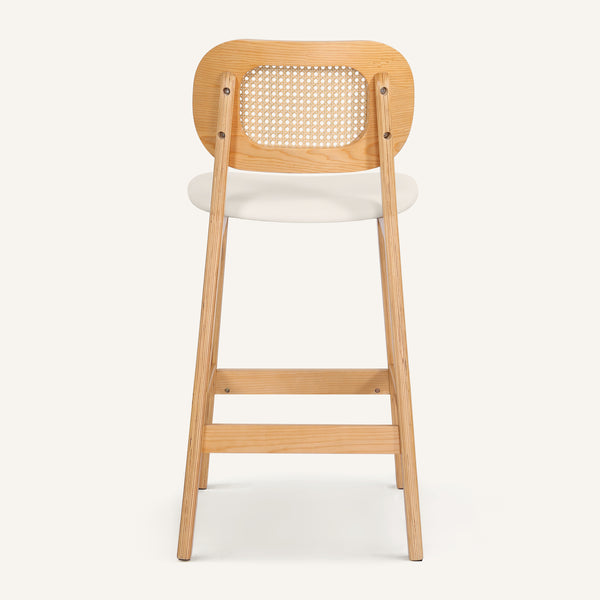Applejack bar stool, Cream Hron Leather-Natural Frame