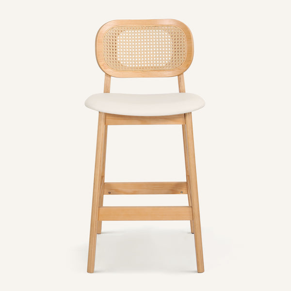 Applejack bar stool, Cream Hron Leather-Natural Frame