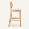 Applejack bar stool, Cream Hron Leather-Natural Frame