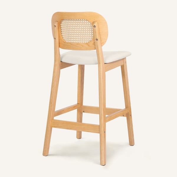 Applejack bar stool, Cream Hron Leather-Natural Frame