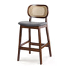 Applejack bar stool, Gray Hron Leather-Brown Frame