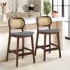 Applejack bar stool, Gray Hron Leather-Brown Frame