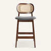 Applejack bar stool, Gray Hron Leather-Brown Frame