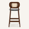 Applejack bar stool, Gray Hron Leather-Brown Frame