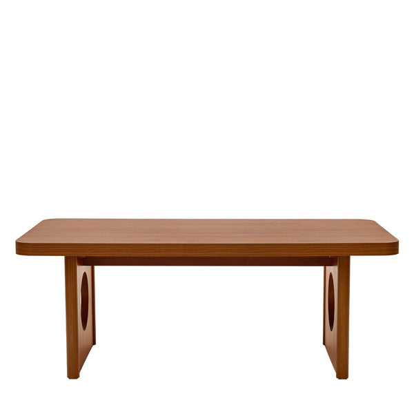 Aqitag Coffee Table in Brown Pine with Circular Legs