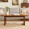 Aqitag Coffee Table in Brown Pine with Circular Legs
