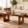 Aqitag Coffee Table in Brown Pine with Circular Legs