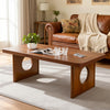 Aqitag Coffee Table in Brown Pine with Circular Legs