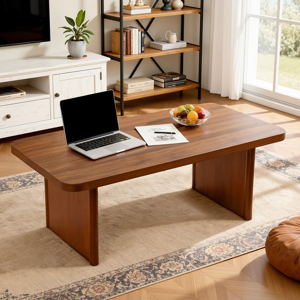 Aqitag Coffee Table in Brown Pine with Non-Circular Legs