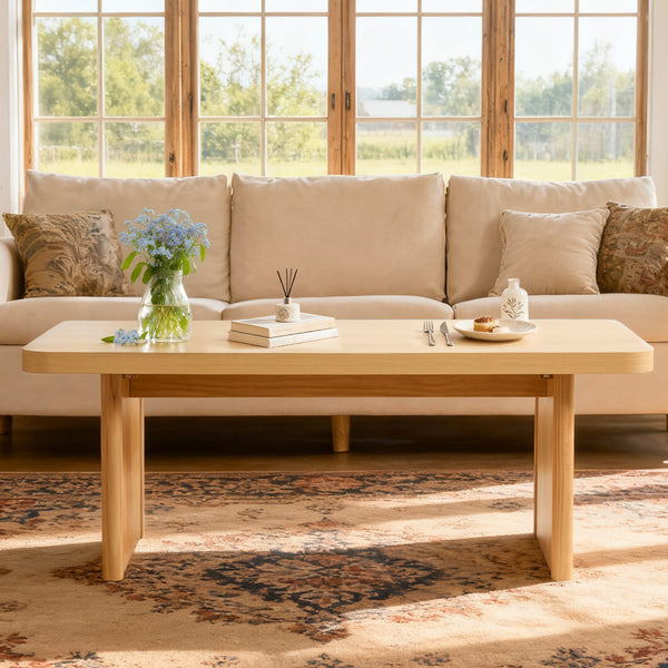 Aqitag Coffee Table in Natural Pine with Non-Circular Legs
