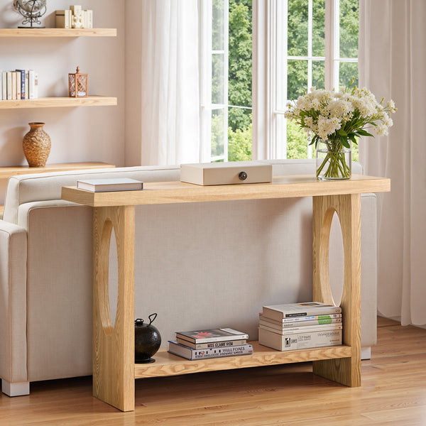 Aqitag Console Table in Natural Oak Veneer