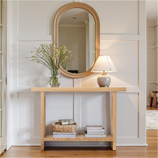 Aqitag Console Table in Natural Oak Veneer