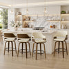 Arinto Counter Stool in Cream Serna Leather with Natural Walnut Veneer