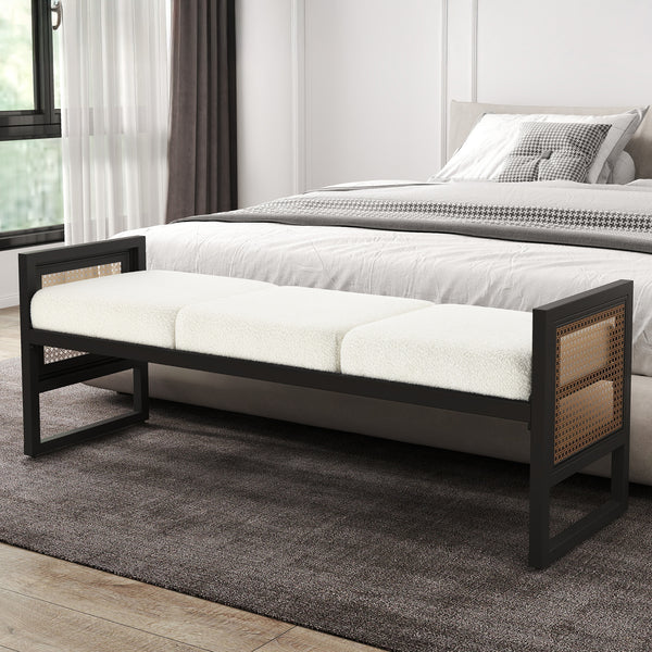 Arka bench, White Sacy Fabric