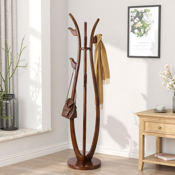 Asgat Coat Rack in Brown Rubberwood