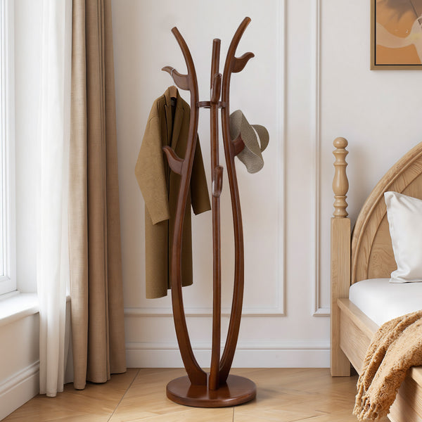 Asgat Coat Rack in Brown Rubberwood