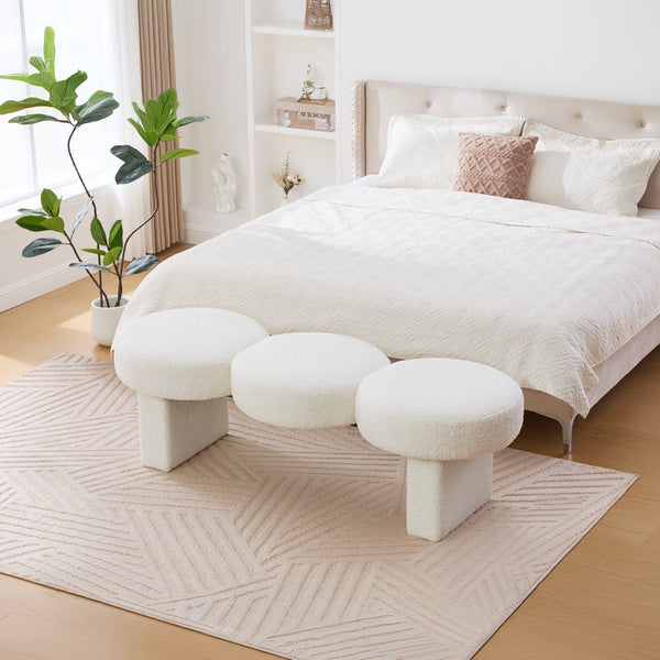 Astin bench, White Pasiga Fabric