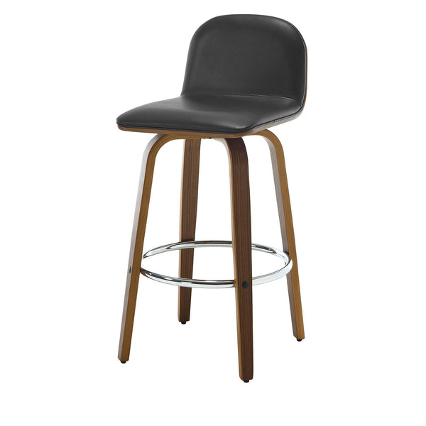 Barocca bar stool, Black Rebo Leather/Bar Height