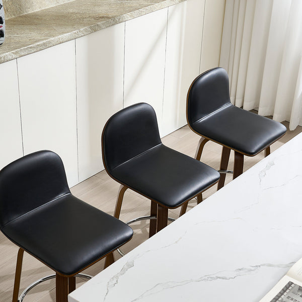 Barocca bar stool, Black Rebo Leather/Bar Height