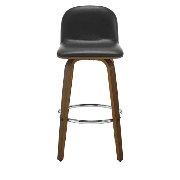 Barocca bar stool, Black Rebo Leather/Bar Height