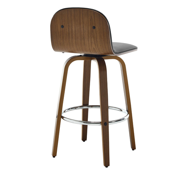 Barocca bar stool, Black Rebo Leather/Bar Height