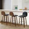 Barocca bar stool, Black Rebo Leather/Counter Height