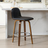 Barocca bar stool, Black Rebo Leather/Counter Height