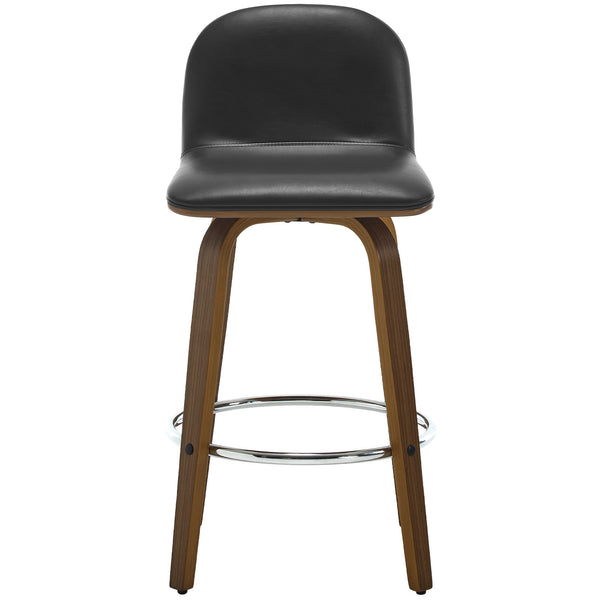 Barocca bar stool, Black Rebo Leather/Counter Height