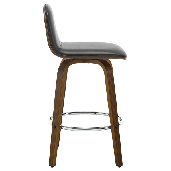 Barocca bar stool, Black Rebo Leather/Counter Height