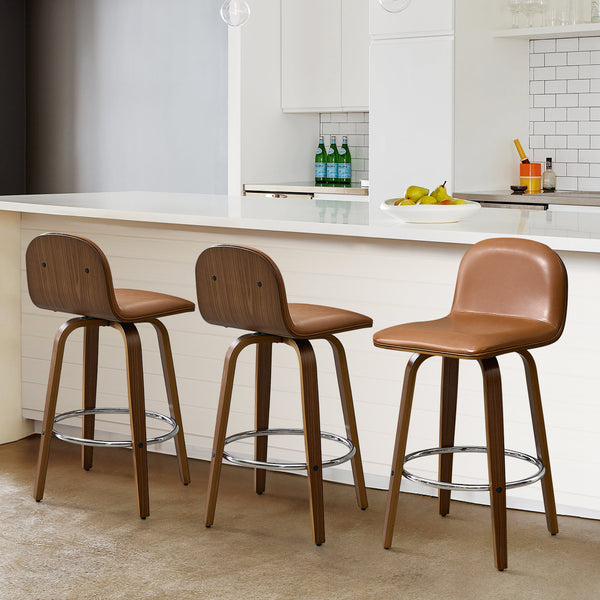 Barocca bar stool, Brown Rebo Leather/Counter Height