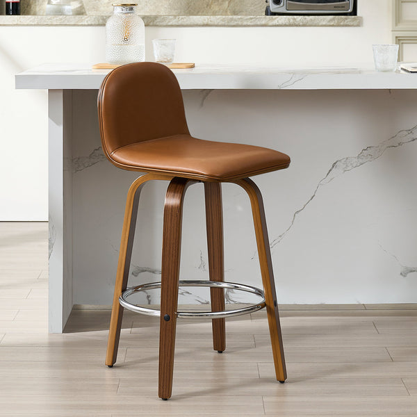 Barocca bar stool, Brown Rebo Leather/Counter Height
