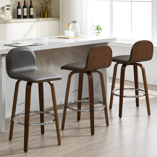 Barocca bar stool, Gray Rebo Leather/Bar Height