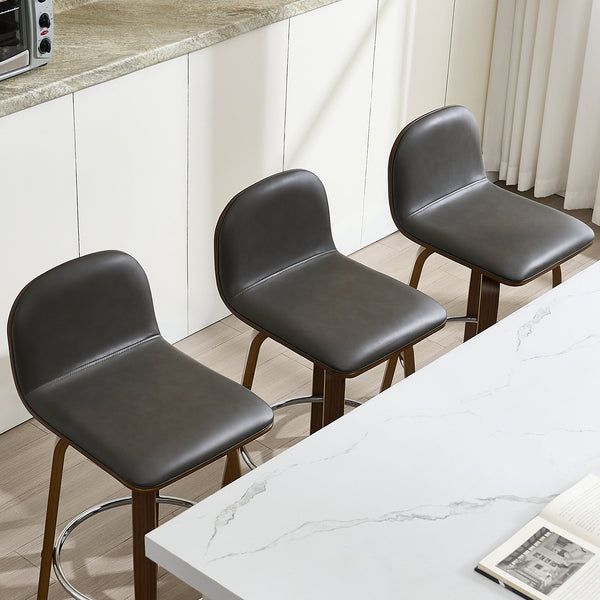 Barocca bar stool, Gray Rebo Leather/Bar Height