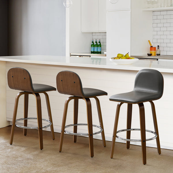 Barocca bar stool, Gray Rebo Leather/Counter Height