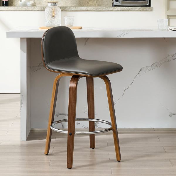 Barocca bar stool, Gray Rebo Leather/Counter Height