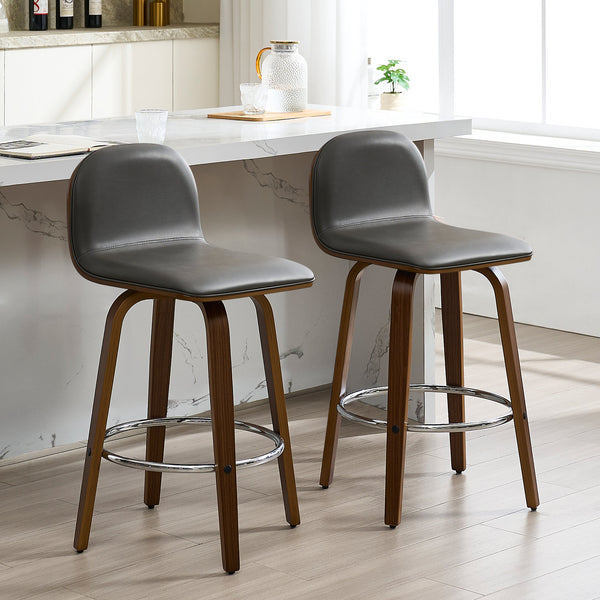 Barocca bar stool, Gray Rebo Leather/Counter Height
