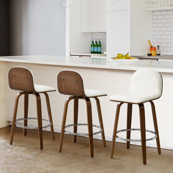 Barocca bar stool, White Rebo Leather/Counter Height