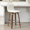 Barocca bar stool, White Rebo Leather/Counter Height