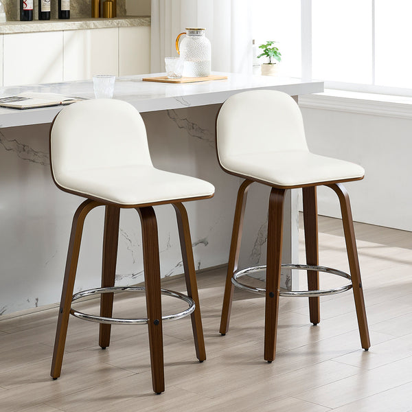 Barocca bar stool, White Rebo Leather/Counter Height